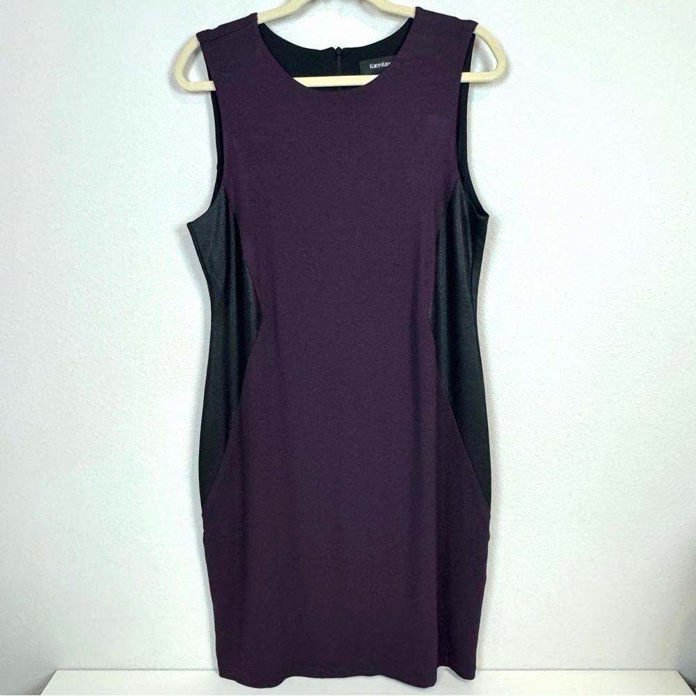 Karen Kane Purple Black Faux Leather Sleeveless Dress XL